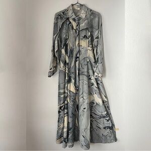 Silk Organza, marbled, maxi dress